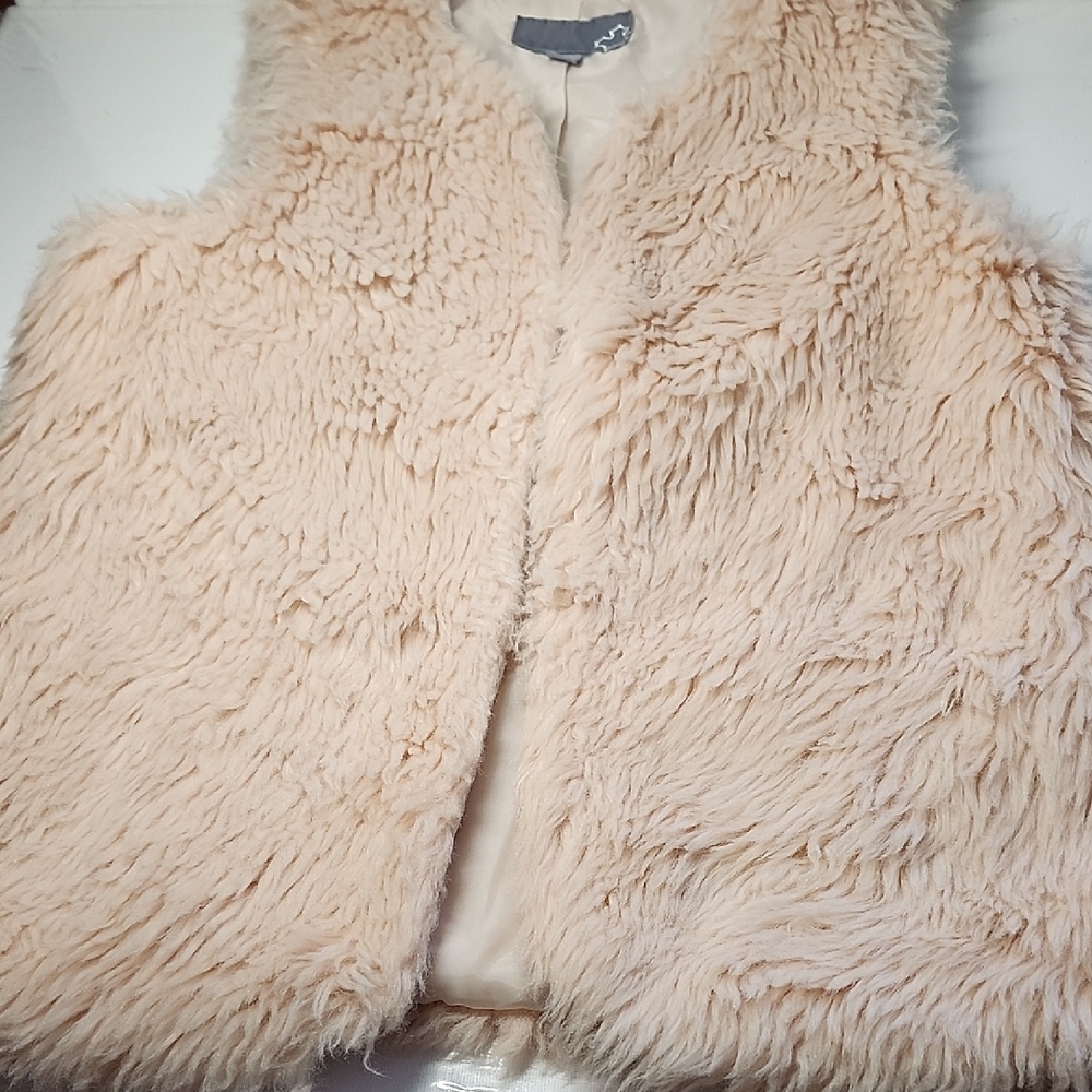 Sears Kids Faux Fur Vest - Whitepink Color